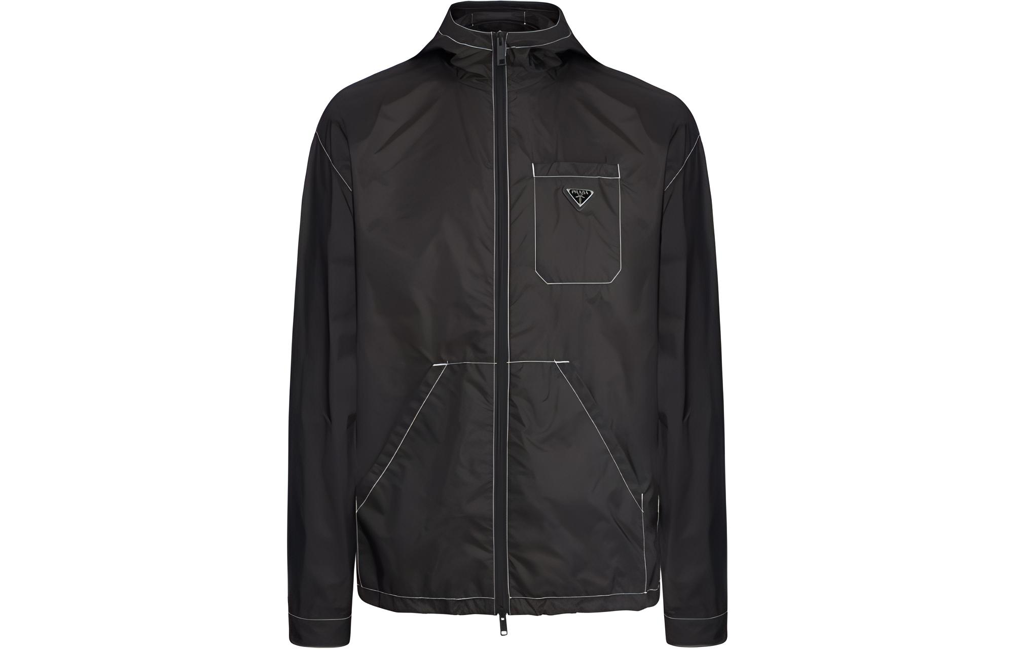 PRADA SS22  Solid Black Casual Jacket. SGB989-1WQ9-F0002