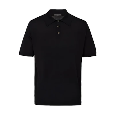 PRADA SS22 Solid Color Short Sleeve Polo Shirt - Black UMA290-C5W-F0002-S-151