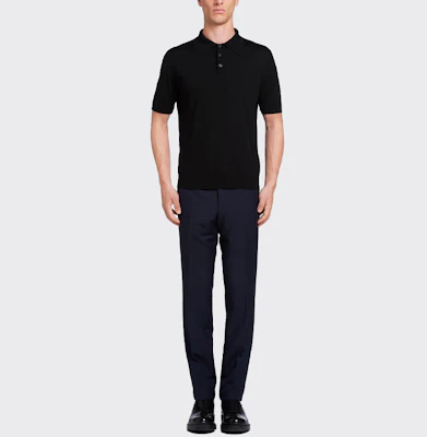 PRADA SS22 純色短袖Polo衫 - 黑色 UMA290-C5W-F0002-S-151 Lookbook PRADA SS22 純色短袖Polo衫 - 黑色 UMA290-C5W-F0002-S-151