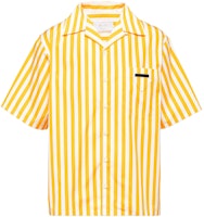 PRADA SS22 Sun Protection Striped Short Sleeve Shirt Yellow UCS414-108R-F0A7U-S-221 PRADA SS22 Sun Protection Striped Short Sleeve Shirt Yellow UCS414-108R-F0A7U-S-221