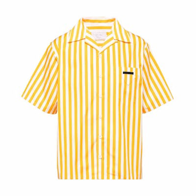 PRADA SS22 Sun Protection Striped Short Sleeve Shirt Yellow UCS414-108R-F0A7U-S-221