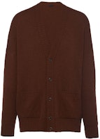 PRADA SS22 Tobacco Brown Knit Cardigan V-Neck Single-Breasted Sweater UMG109-1Z9F-F0005-S-221 PRADA SS22 Tobacco Brown Knit Cardigan V-Neck Single-Breasted Sweater UMG109-1Z9F-F0005-S-221