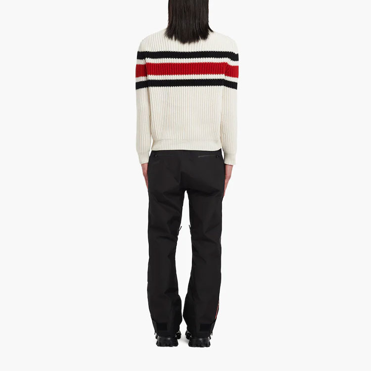 Shop 普拉达SS22白色羊绒Logo提花圆领针织毛衣 UMB339-10O9-F0009-S-212