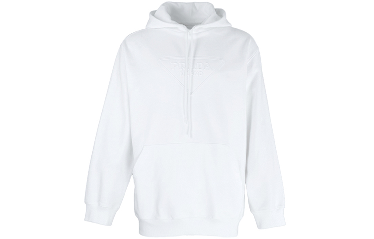 Order 普拉达 SS22 白色棉质印花连帽衫 UJL185-1ZX4-F0009