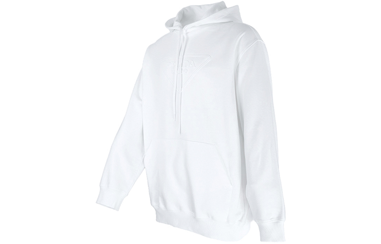 Shop 普拉达 SS22 白色棉质印花连帽衫 UJL185-1ZX4-F0009
