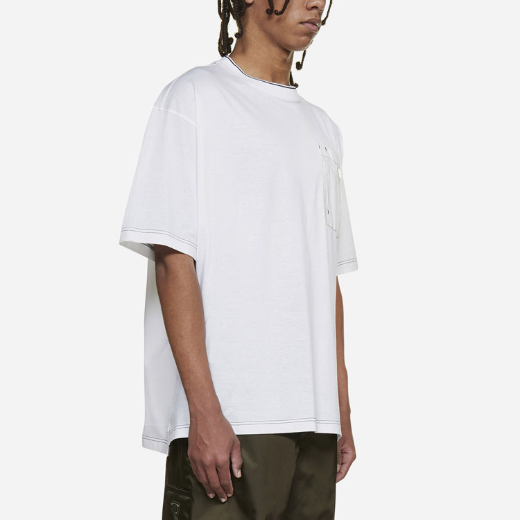 Details for プラダ SS22 ホワイト クルーネック 無地 半袖 Tシャツ UJN79010D3-F0009