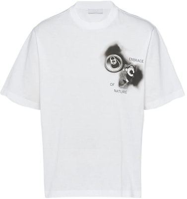 PRADA SS22 Camiseta Blanca Gráfica Manga Corta Estilo Holgado. UJN822-11R5-F0009-S-222 Order PRADA SS22 Camiseta Blanca Gráfica Manga Corta Estilo Holgado. UJN822-11R5-F0009-S-222