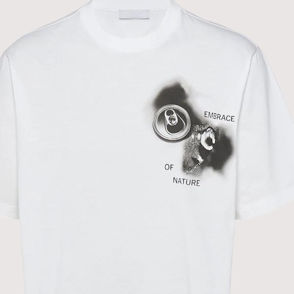 Details for PRADA SS22 Camiseta Blanca Gráfica Manga Corta Estilo Holgado. UJN822-11R5-F0009-S-222