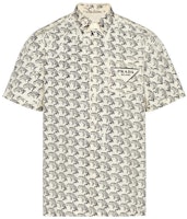 PRADA SS22 White Leopard Print Stretch Cotton Short-Sleeve Shirt. UCS293-10NM-F0061-S-192 PRADA SS22 White Leopard Print Stretch Cotton Short-Sleeve Shirt. UCS293-10NM-F0061-S-192