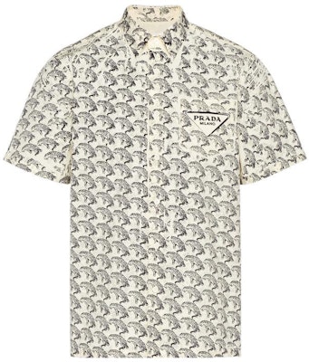 PRADA SS22 White Leopard Print Stretch Cotton Short-Sleeve Shirt. UCS293-10NM-F0061-S-192 Buy PRADA SS22 White Leopard Print Stretch Cotton Short-Sleeve Shirt. UCS293-10NM-F0061-S-192