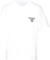 PRADA SS22 White Logo Crewneck T-Shirt Plain Design UJN787-1Z53-F0009-S-221 PRADA SS22 White Logo Crewneck T-Shirt Plain Design UJN787-1Z53-F0009-S-221