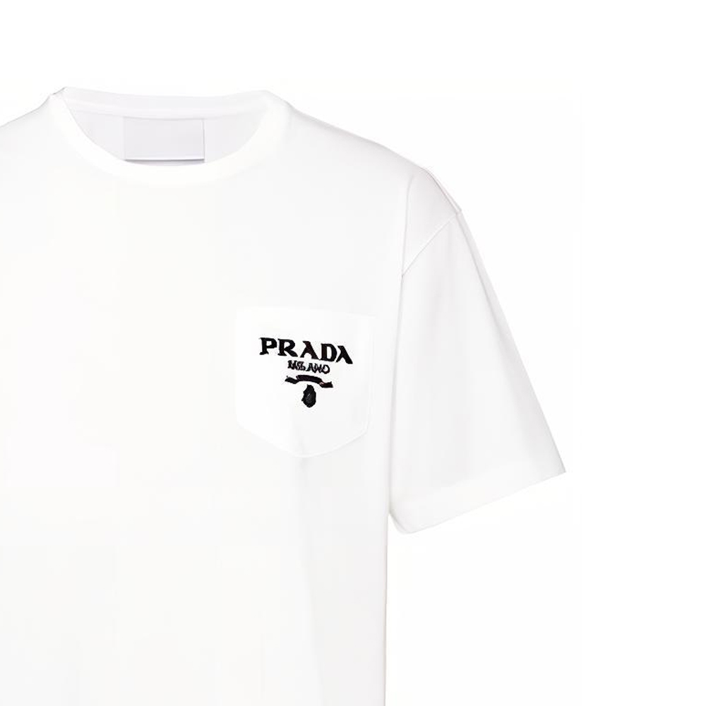 Sizing PRADA SS22 白色标志圆领T恤 简约设计 UJN787-1Z53-F0009-S-221