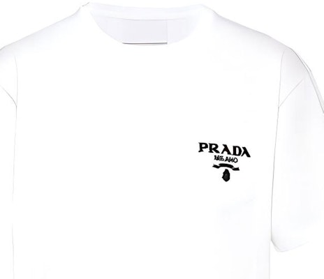 PRADA SS22 白色标志圆领T恤 简约设计 UJN787-1Z53-F0009-S-221 Cheap PRADA SS22 白色标志圆领T恤 简约设计 UJN787-1Z53-F0009-S-221