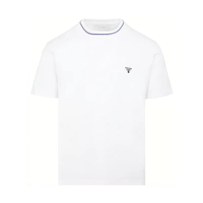 PRADA SS22 White Logo Print Crewneck Short Sleeve T-Shirt UJN797S221710-F0009