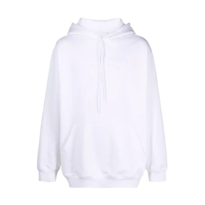 PRADA SS22 White Logo Pullover Hoodie. UJL185S2111ZX4-F0009