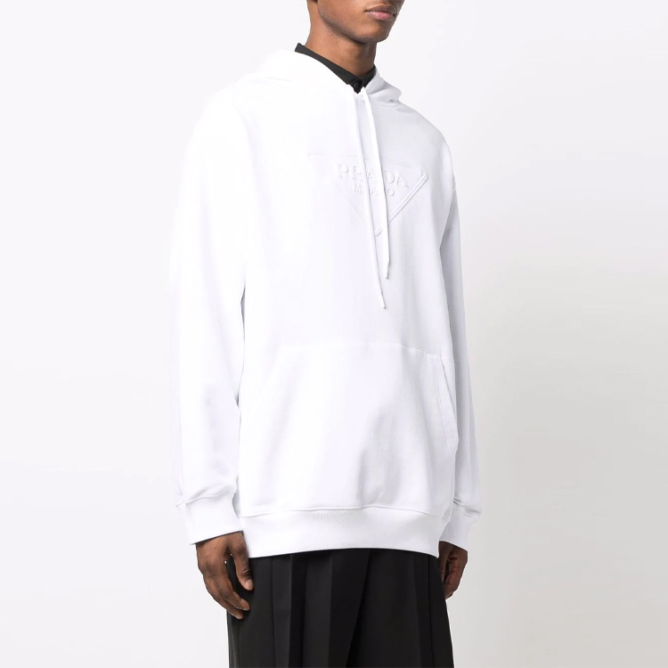 Shop 普拉达 SS22 白色Logo连帽衫. UJL185S2111ZX4-F0009