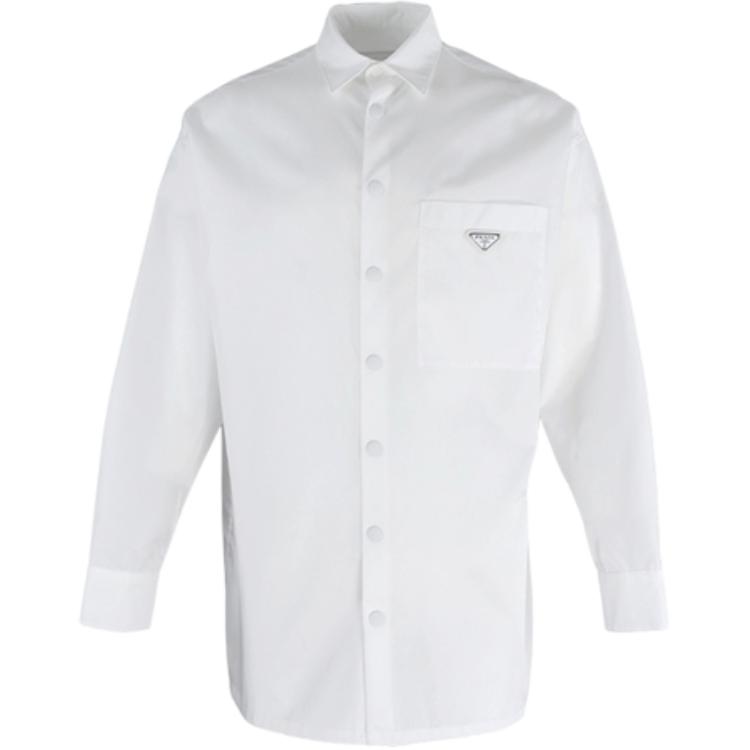 PRADA SS22  White Long Sleeve Logo Pocket Sun Protection Shirt SC6011-WQ8-F0009
