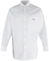 PRADA SS22 White Long Sleeve Logo Pocket Sun Protection Shirt SC6011-WQ8-F0009 PRADA SS22 White Long Sleeve Logo Pocket Sun Protection Shirt SC6011-WQ8-F0009