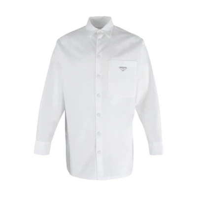 PRADA SS22 White Long Sleeve Logo Pocket Sun Protection Shirt SC6011-WQ8-F0009