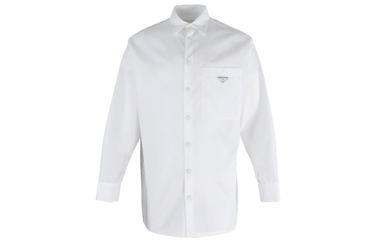 Order PRADA SS22 白色長袖Logo口袋防曬襯衫 SC6011-WQ8-F0009