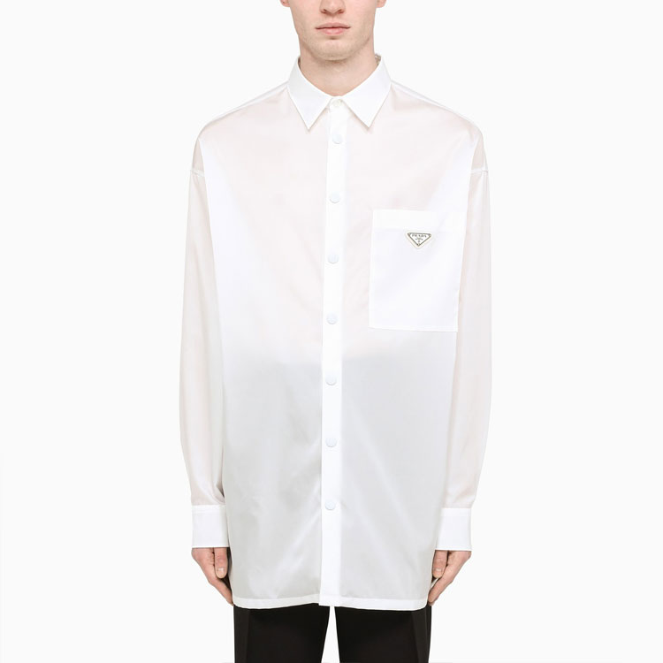 Purchase PRADA SS22 白色長袖Logo口袋防曬襯衫 SC6011-WQ8-F0009