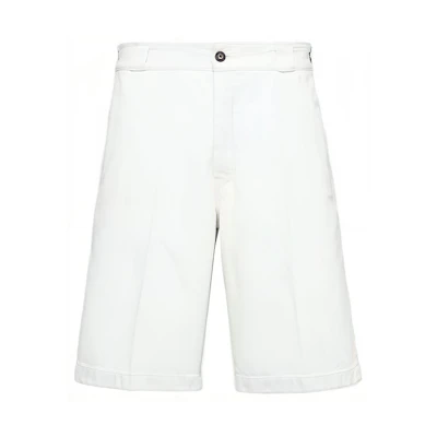 PRADA SS22 White Loose-Fit Straight Denim Shorts. GEP338-10ID-F01BR-S-212