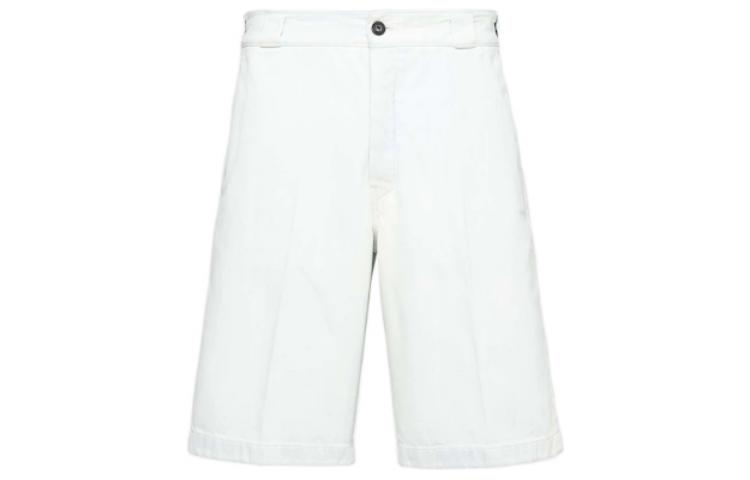 Order 普拉达 SS22 白色宽松直筒牛仔短裤 GEP338-10ID-F01BR-S-212