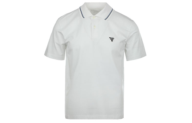PRADA SS22  White Polo Shirt with Logo Design. UJN798-710-F0009