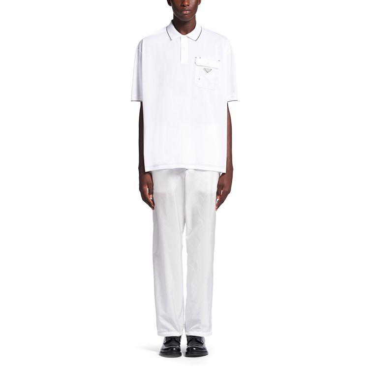 Shop 普拉达 SS22 白色徽标刺绣标志短袖POLO衫 UJN789-1YR5-F0009