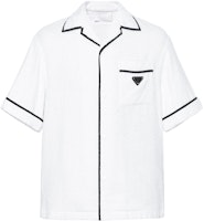 PRADA SS22 White Striped Logo Print Short-Sleeve Button-Up Shirt. SC559S2121ZR3-F0009 PRADA SS22 White Striped Logo Print Short-Sleeve Button-Up Shirt. SC559S2121ZR3-F0009