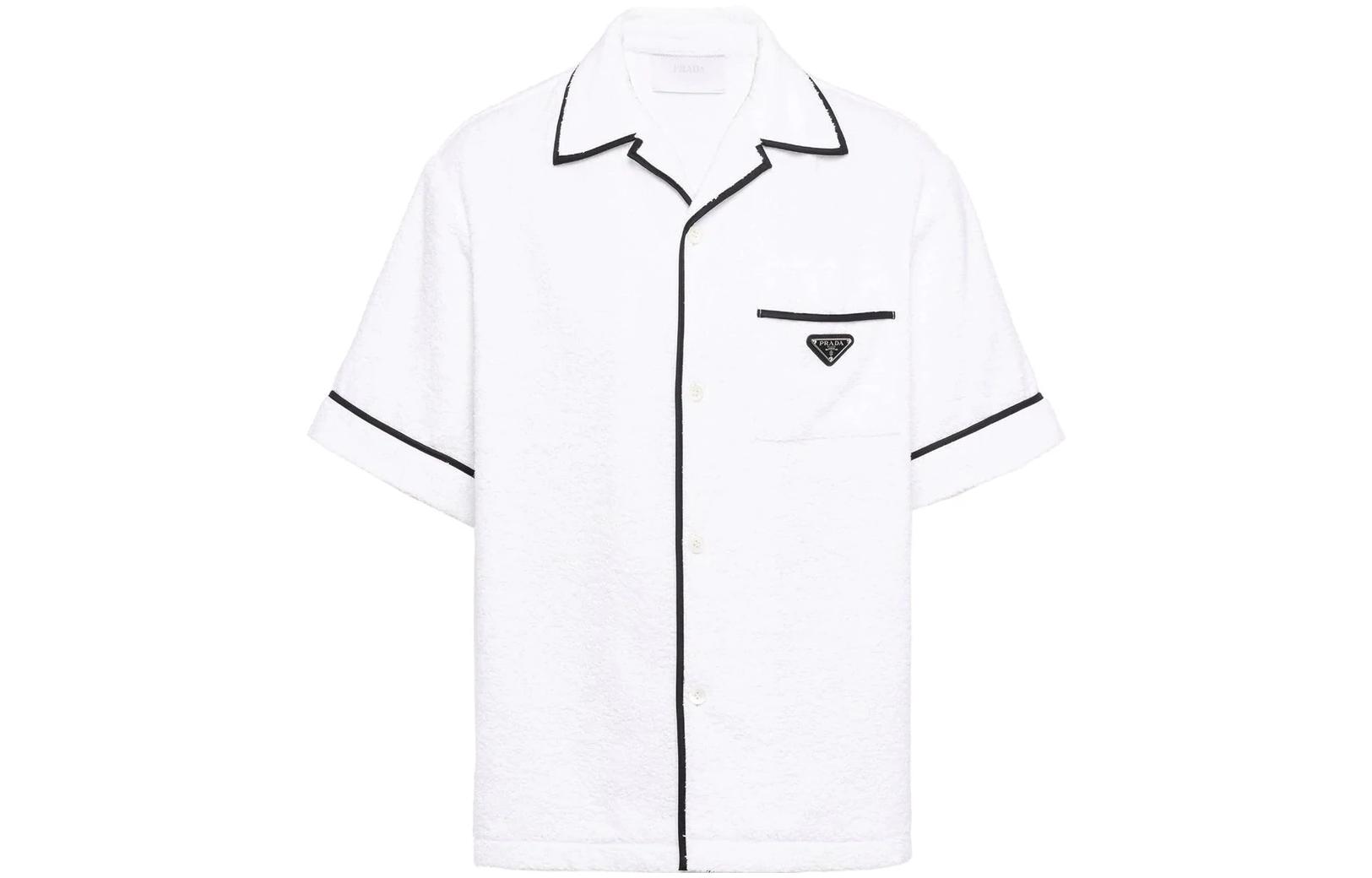 Order PRADA SS22 白色條紋Logo印花短袖襯衫. SC559S2121ZR3-F0009