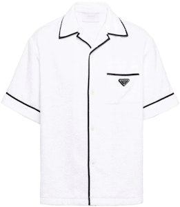 PRADA SS22 白色條紋Logo印花短袖襯衫. SC559S2121ZR3-F0009 Order PRADA SS22 白色條紋Logo印花短袖襯衫. SC559S2121ZR3-F0009