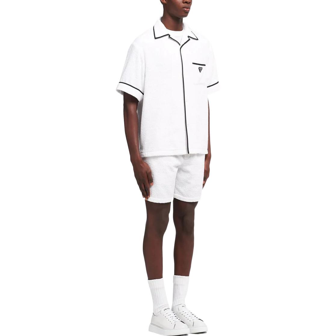 Purchase PRADA SS22 白色條紋Logo印花短袖襯衫. SC559S2121ZR3-F0009