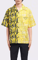 Shop PRADA SS22 Kemeja Lengan Pendek Loose Fit Warna Kuning Colorblock Anti UV UCS406-1ZVH-F0010-S-212