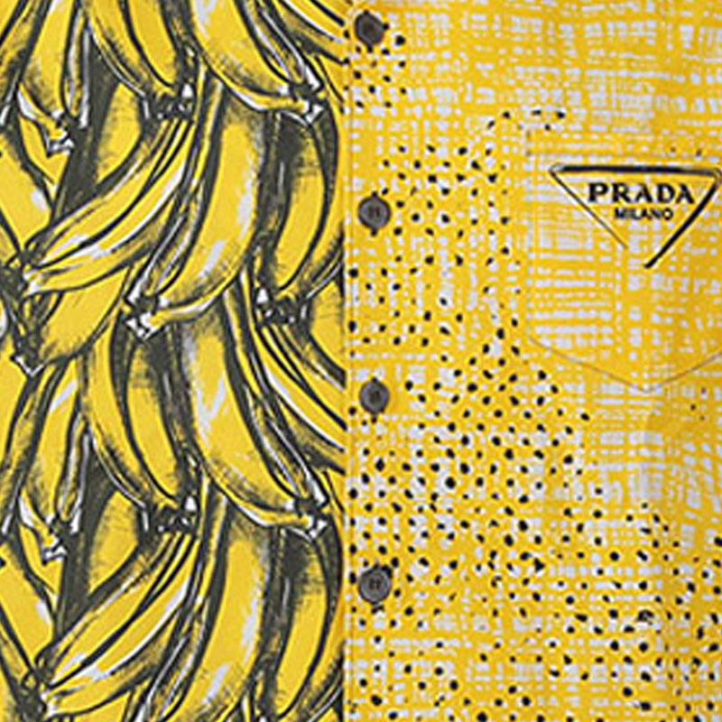 Details for PRADA SS22 黃色拼接印花防曬短袖寬鬆襯衫 UCS406-1ZVH-F0010-S-212