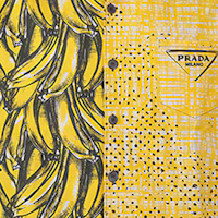 Details for PRADA SS22 Kemeja Lengan Pendek Loose Fit Warna Kuning Colorblock Anti UV UCS406-1ZVH-F0010-S-212