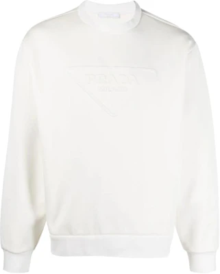 Prada SS22 浮雕標誌白色套頭運動衫 UJL27A-S221-11OQF-0-009 Buy Prada SS22 浮雕標誌白色套頭運動衫 UJL27A-S221-11OQF-0-009