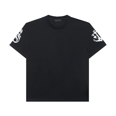 PRADA SS22 Graphic Print Loose Fit Short Sleeve T-Shirt Black UJN317-10JS-F0002-S-162