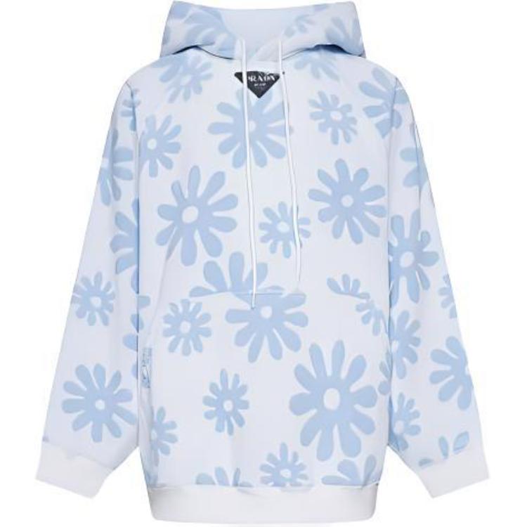 PRADA SS22 Jacquard Terry Hoodie  Blue 秋季 UJL09A10E4-F0013