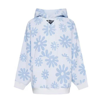 PRADA SS22 Jacquard Terry Hoodie Blue 秋季 UJL09A10E4-F0013