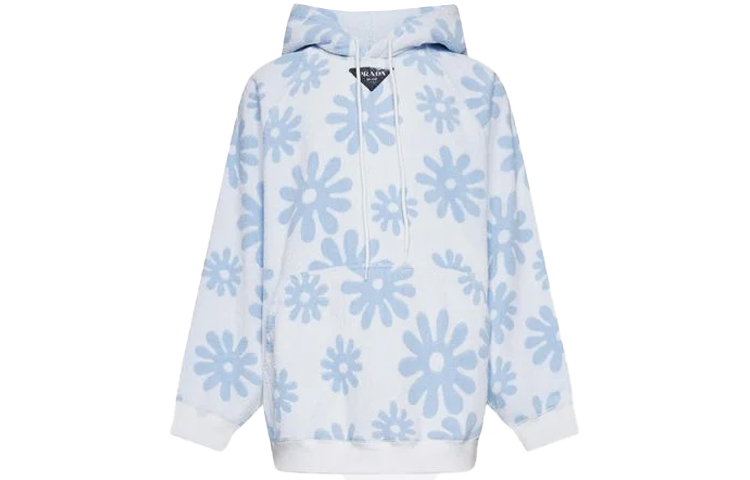 Order Prada SS22 蓝色提花毛巾布连帽衫 秋季款 UJL09A10E4-F0013