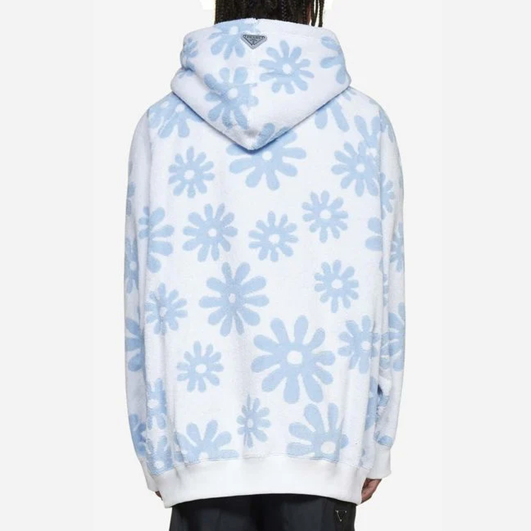 Details for Prada SS22 蓝色提花毛巾布连帽衫 秋季款 UJL09A10E4-F0013