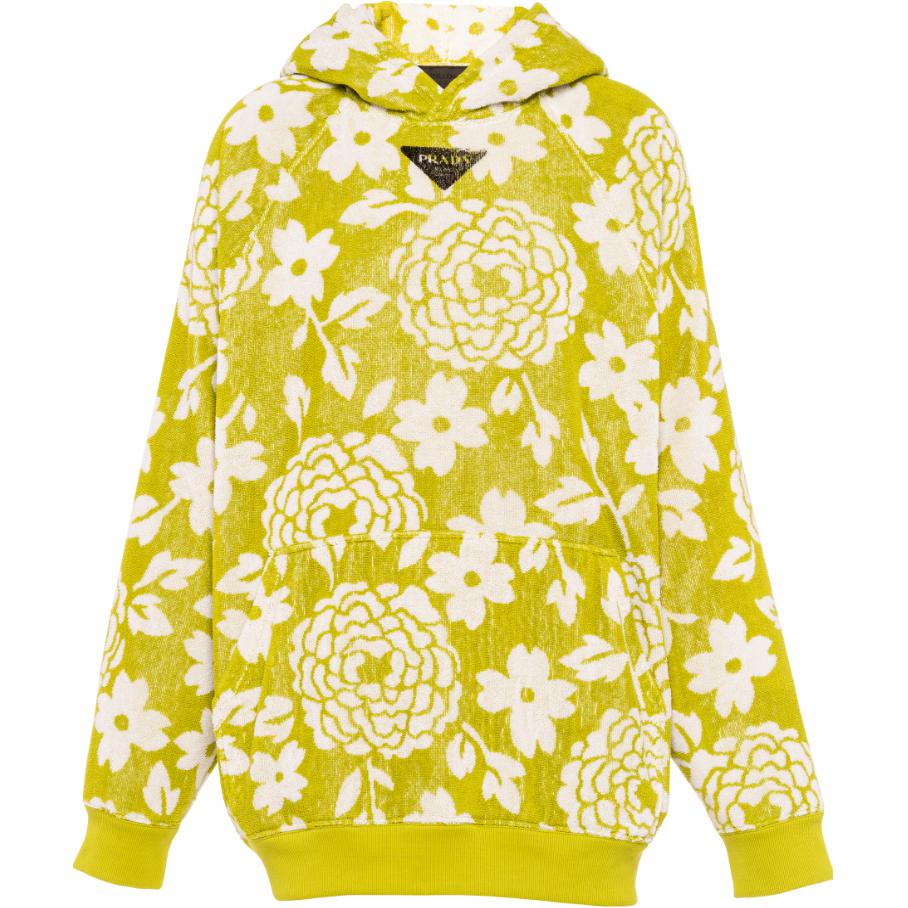 PRADA SS22 Jacquard Terry Hoodie  Fern Green UJL09A-10E4-F0613-S-221