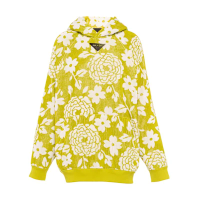 PRADA SS22 Jacquard Terry Hoodie Fern Green UJL09A-10E4-F0613-S-221