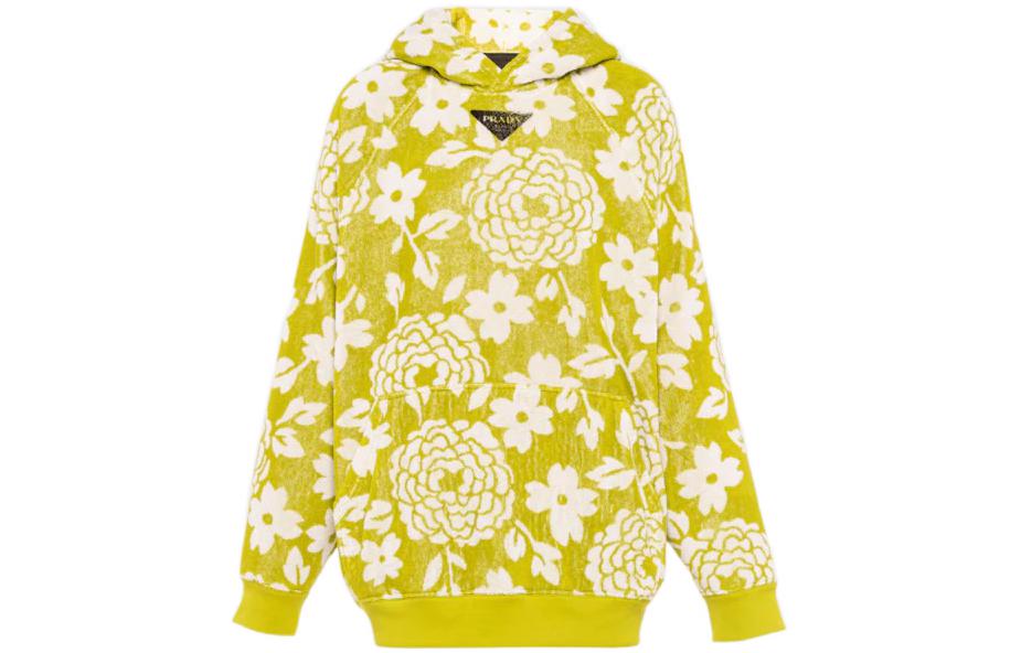 Order 普拉达 SS22 提花毛巾布连帽衫 蕨绿色 UJL09A-10E4-F0613-S-221