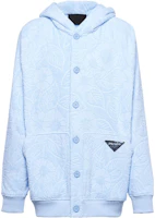 Prada SS22 Jacquard Terry Hoodie Blue Fashion UJL210-10E3-F0076-S-221 Prada SS22 Jacquard Terry Hoodie Blue Fashion UJL210-10E3-F0076-S-221