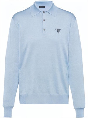 Prada SS22 Baju Polo Lengan Panjang Rajut Biru Koleksi Musim Luruh UMB284S2211Z4Q-F0012 Order Prada SS22 Baju Polo Lengan Panjang Rajut Biru Koleksi Musim Luruh UMB284S2211Z4Q-F0012