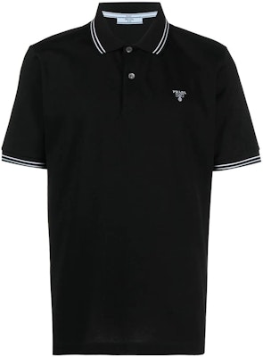 普拉达 SS22 标志刺绣黑色 Polo 衫. UJN765-1ZMI-F0002-S-212 Order 普拉达 SS22 标志刺绣黑色 Polo 衫. UJN765-1ZMI-F0002-S-212