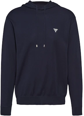 Sudadera con Capucha de Seda Azul Oscuro Prada SS22 Logo Bordado UMB315S2211ZRO-F0008 Buy Sudadera con Capucha de Seda Azul Oscuro Prada SS22 Logo Bordado UMB315S2211ZRO-F0008