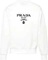 PRADA SS22 Logo Print Crewneck Long Sleeve Sweatshirt White . UJL207-1Z54-F0009-S-221 PRADA SS22 Logo Print Crewneck Long Sleeve Sweatshirt White . UJL207-1Z54-F0009-S-221